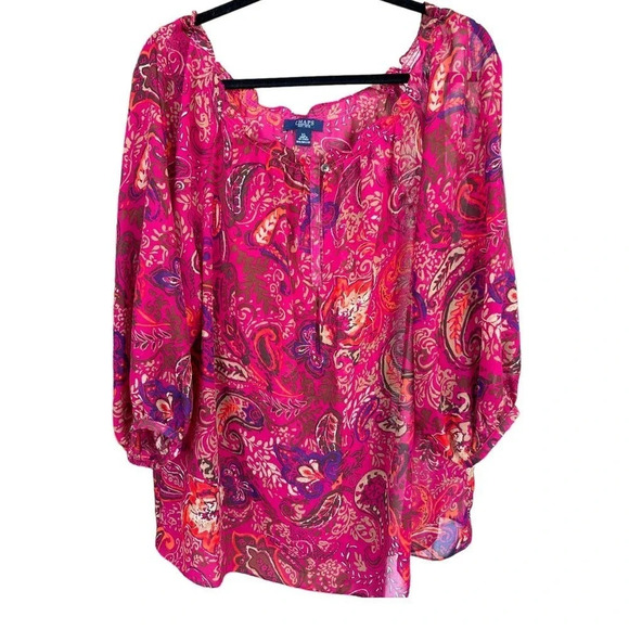 CHAPS Women's Sheer Vibrant Colored Valentine's Day Blouse Size XL - Picture 1 of 4